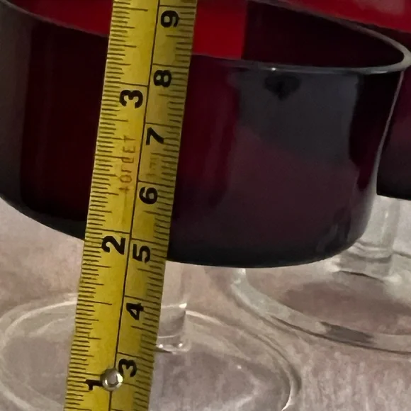 🐳 Goblets Luminarc France Vintage Ruby Red Glasses Clear Stems - Picture 5 of 7